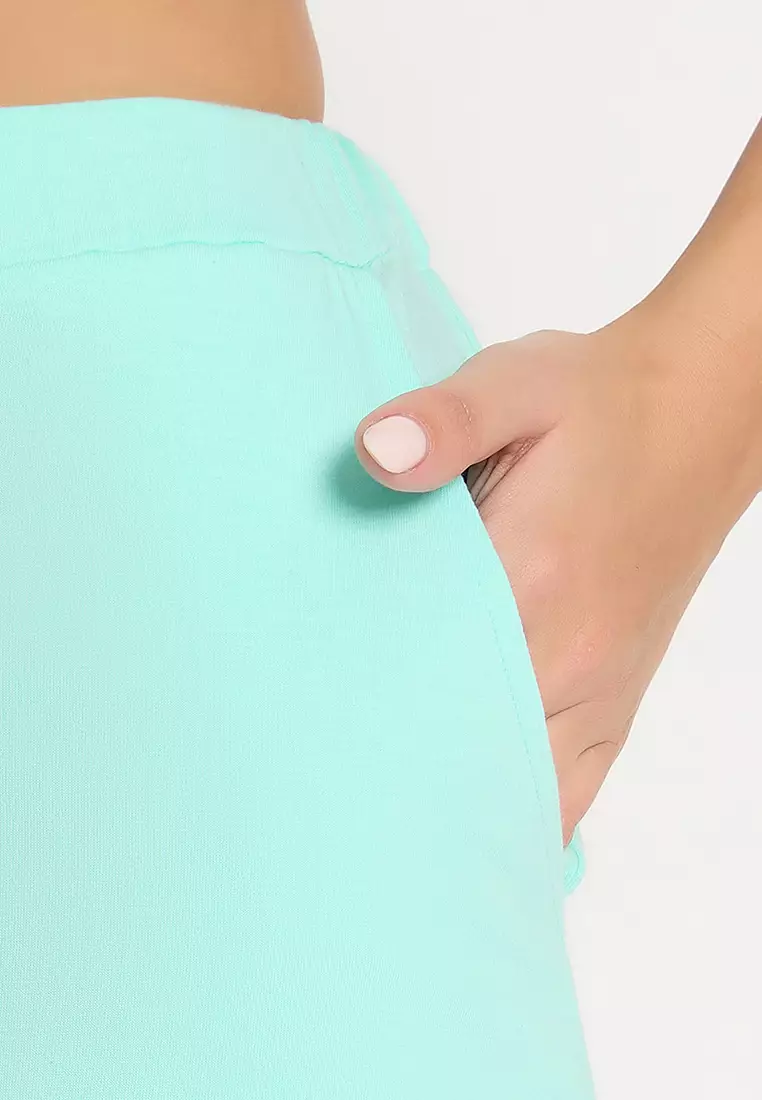 Clovia Cute Panda Print Top & Shorts in Light Blue - 100% Cotton