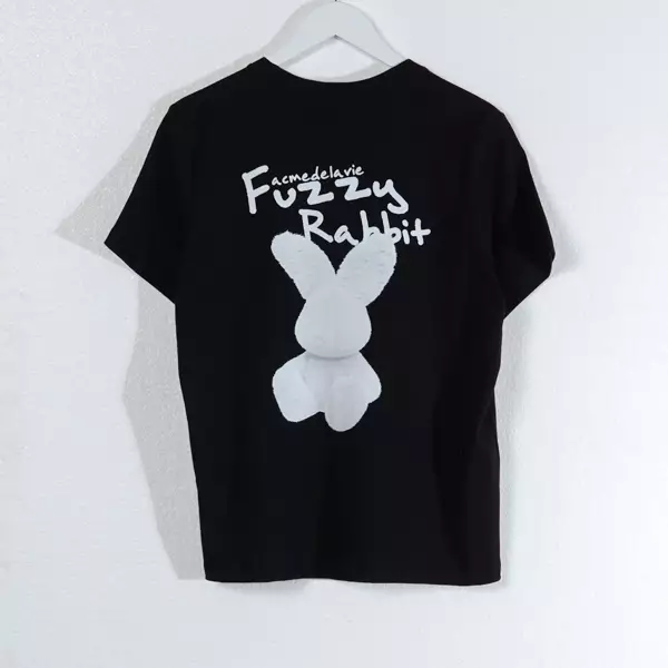 Kaos ADLV FUZZY RABBIT TEXT WHITE BLACK TSHIRT LADIES 100% ORIGINAL