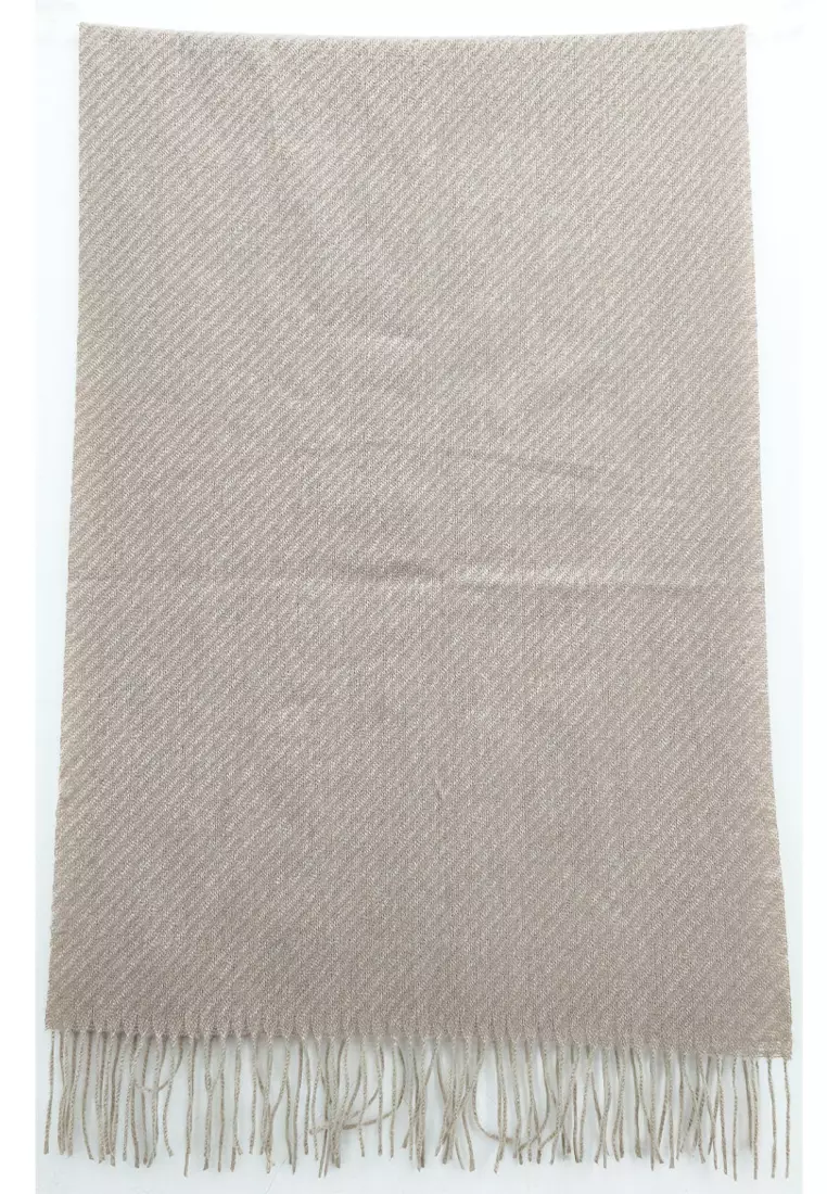 Aksesoris Wanita Twill Cashmere Shawl Pashmina Syal Wanita Khaki