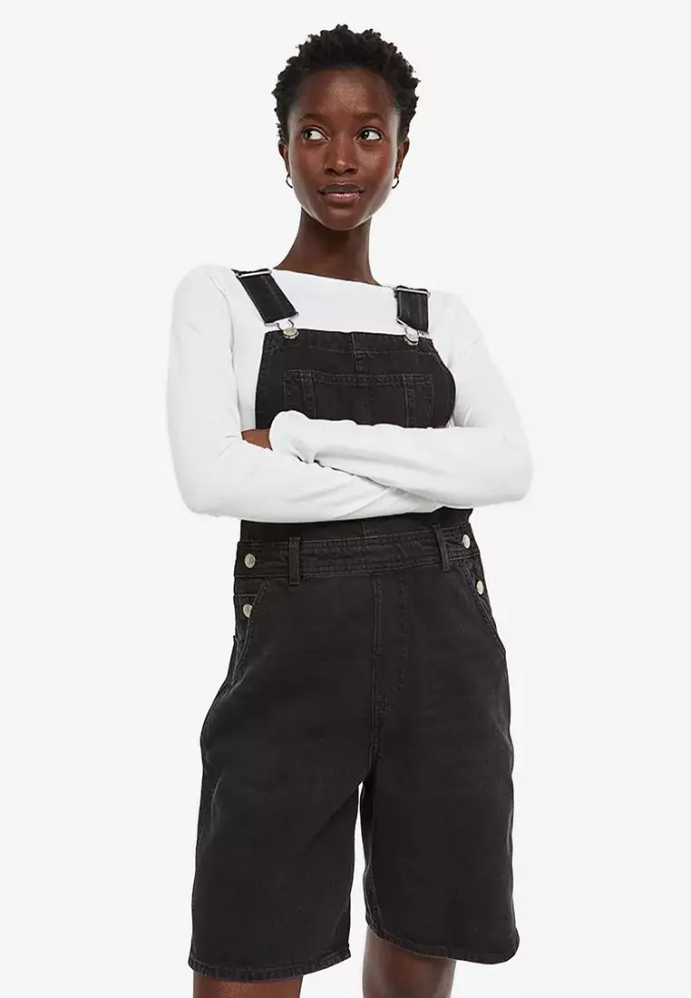 Maternity Denim Dungaree with Side Buttons Blue