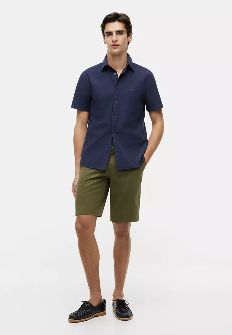 Regular Fit Washed Poplin Short Sleeves Shirt - Th Mainline