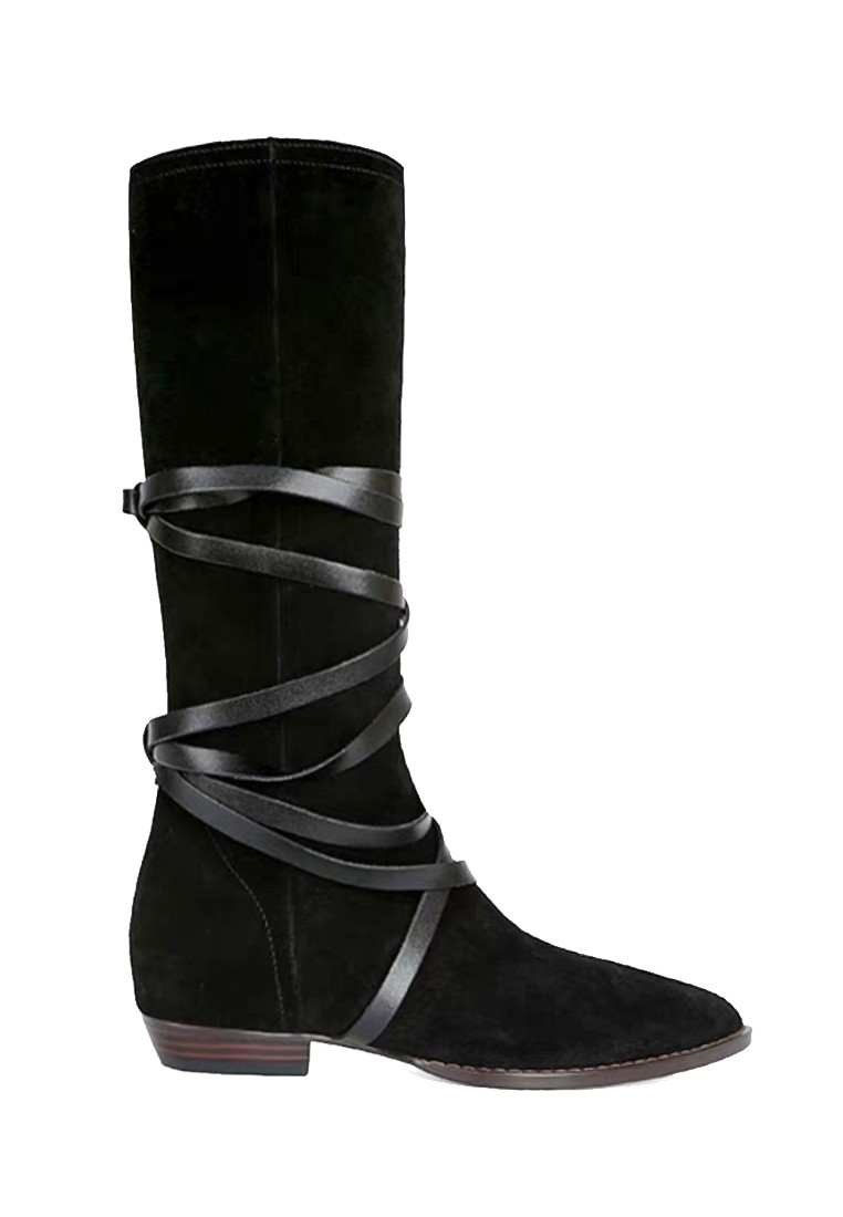 VANSA Pointed Toe Lace-up Suede Cowboy Boots VSW-B712