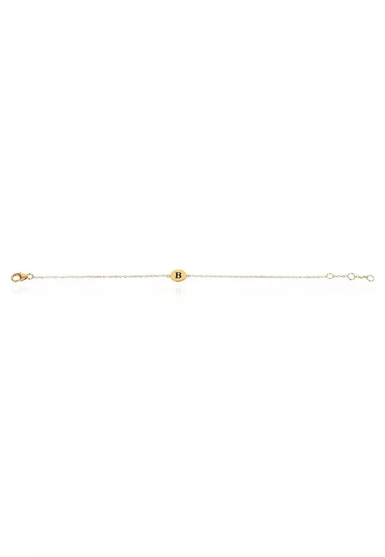 Vermeil Initial Disc Bracelet - B
