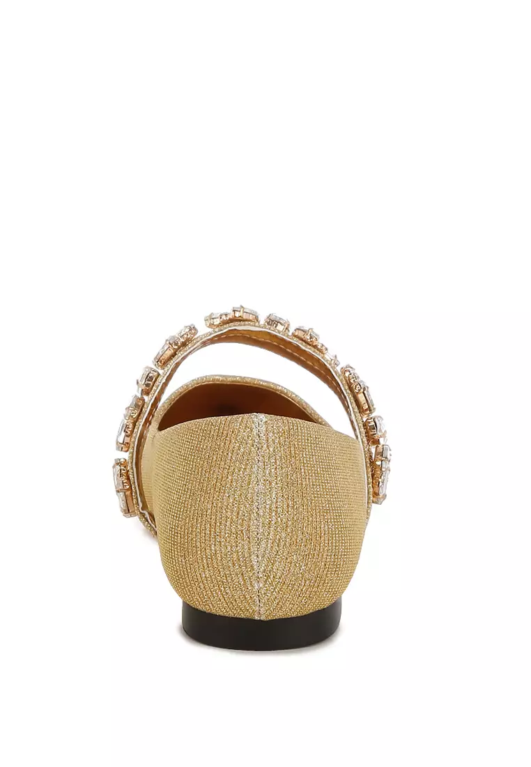 Bros Berlian Imitasi Balerina Berkilau dalam Warna Emas