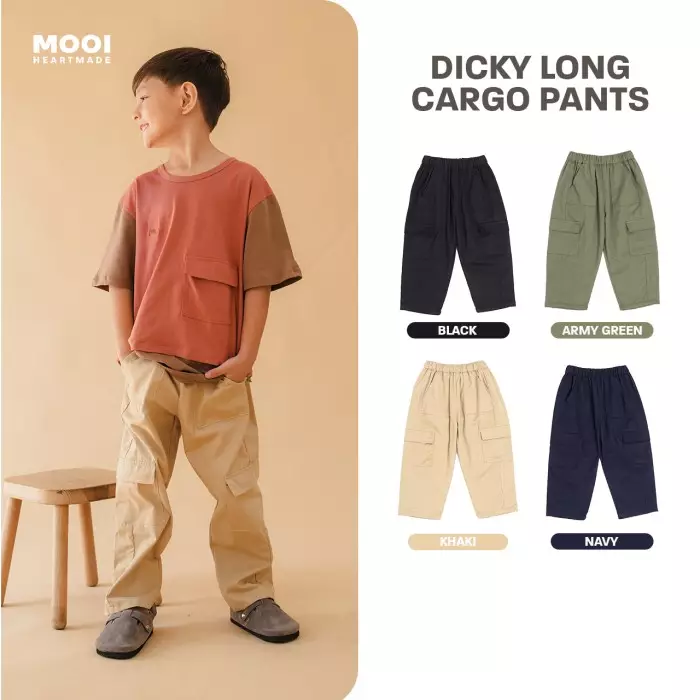 Mooi Celana Panjang Chinos Cargo Anak Dicky Long Cargo Chinos - Army Green