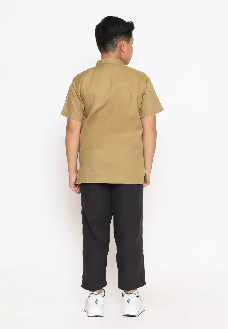 Baju Koko Set Anak Laki Bordir Wajik Brown - GENUINE