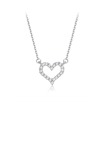 Glamorousky white 925 Sterling Silver Simple and Sweet Hollow Heart Necklace with Cubic Zirconia 1CD62ACBE56A61GS_1