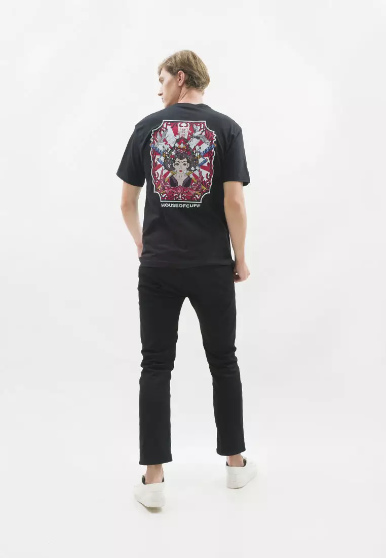 Kaos hitam t shirt polos houseofcuff motif Samurai READY HINGGA 4XL