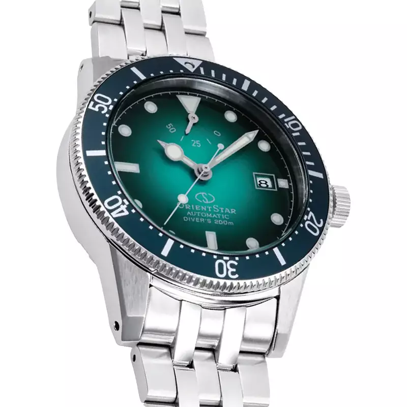Jam Tangan Pria Orient Star RE-AU0602E M42 Mechanical Men Green Gradation Dial Stainless Steel Strap