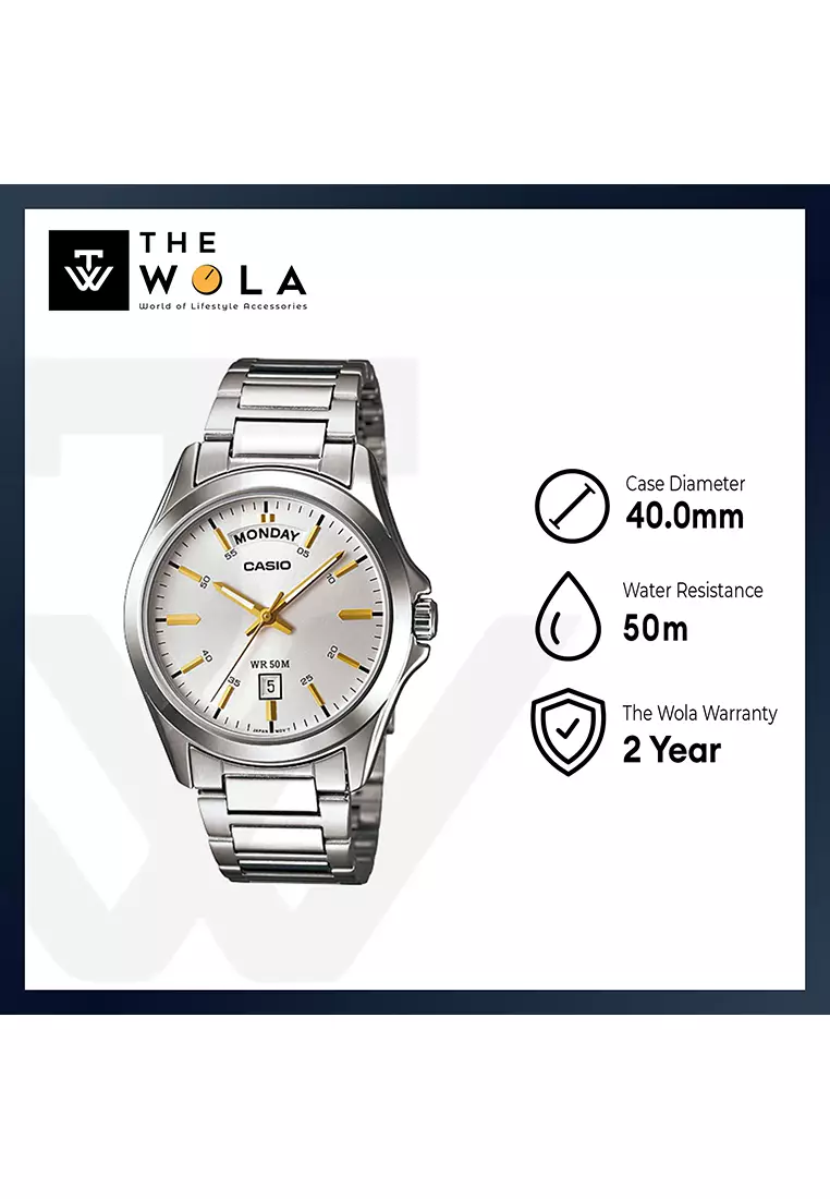 Men Analog Watch MTP-1370D-7A2V Silver Stainless Steel Strap