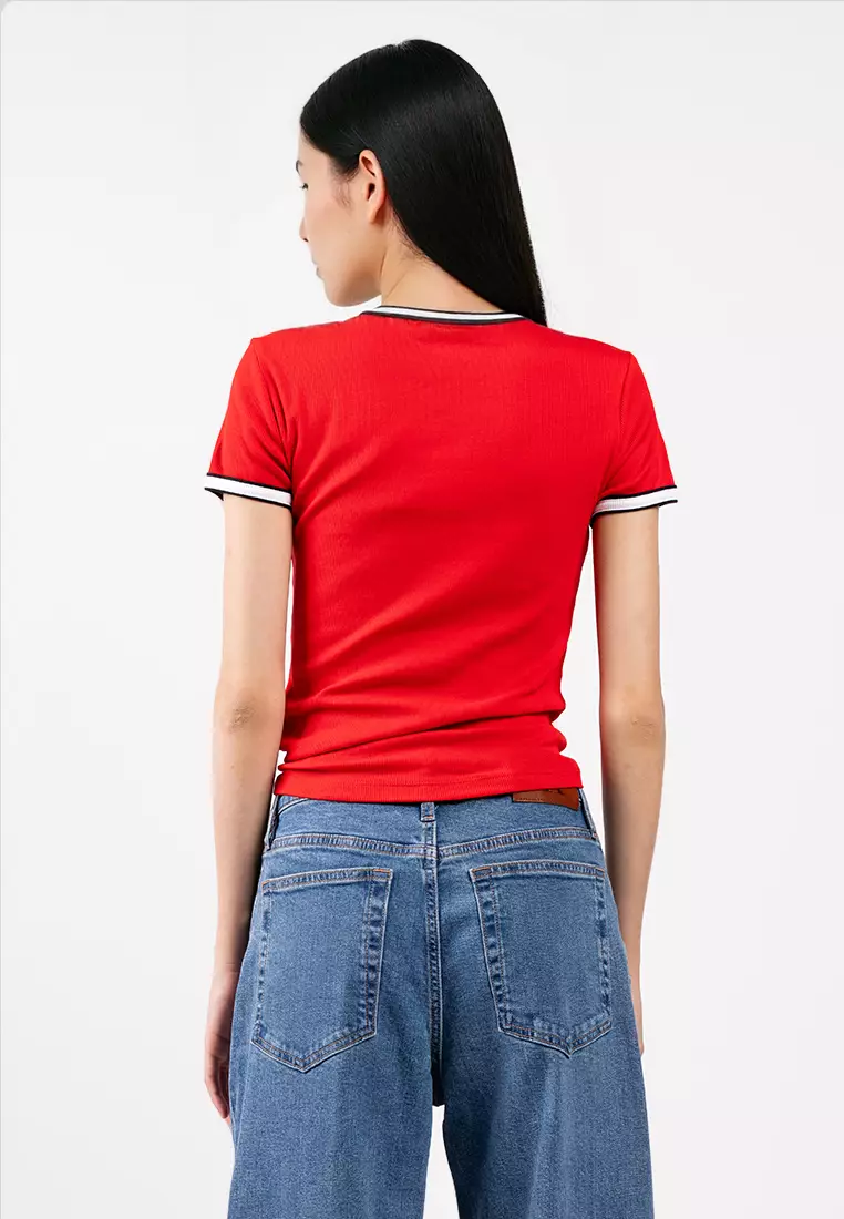 Color Block Cotton Rib Baby Tee