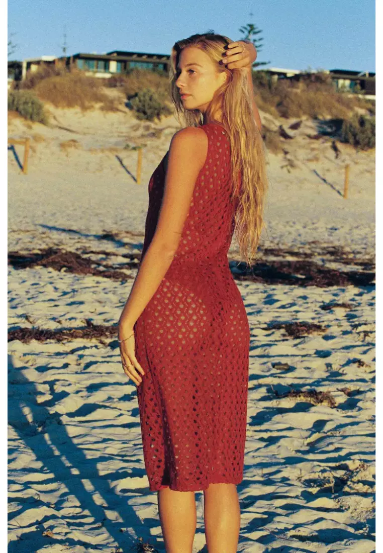 Ena Midi Dress / Cherry Wine