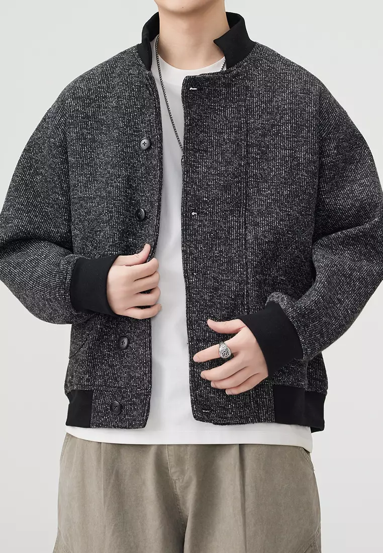 Contrast Patchwork Stand Collar Jacket AY-DS1709