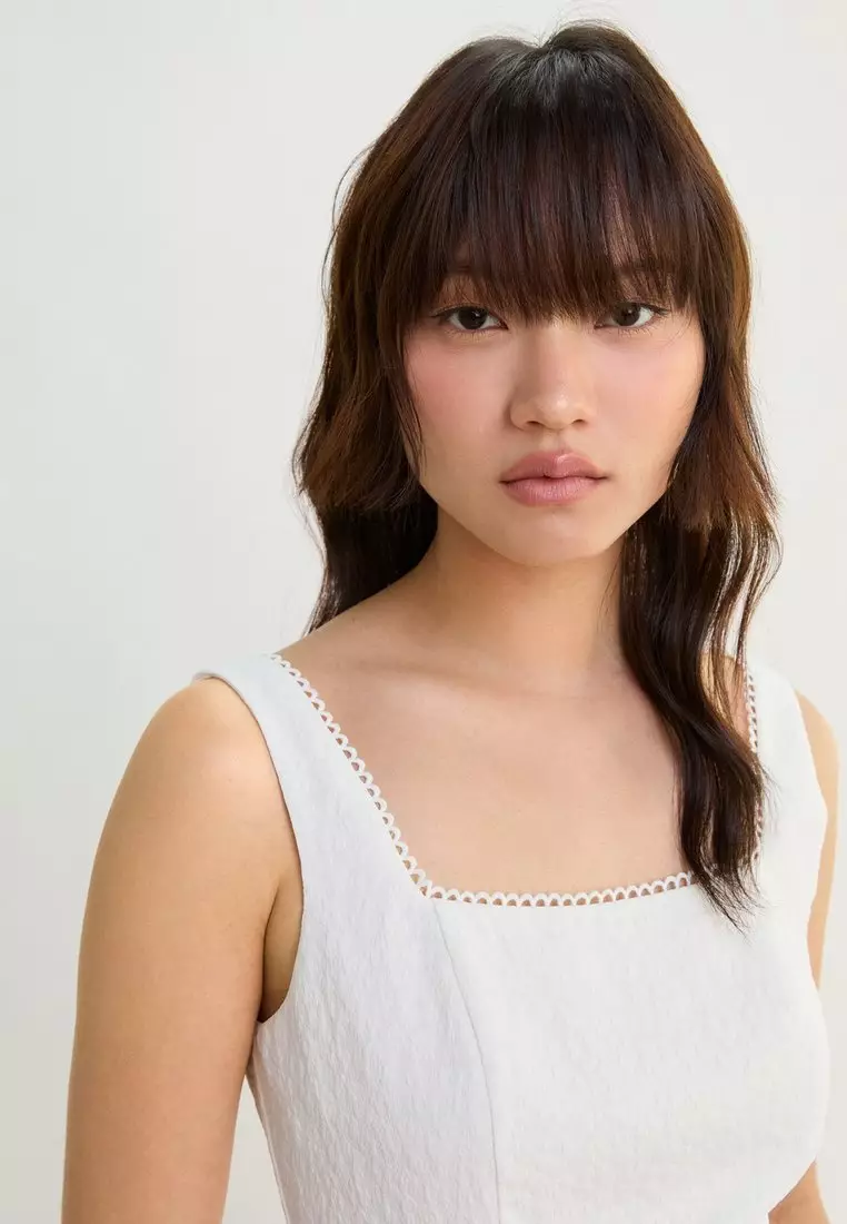 Square Neck Mini Dress - White