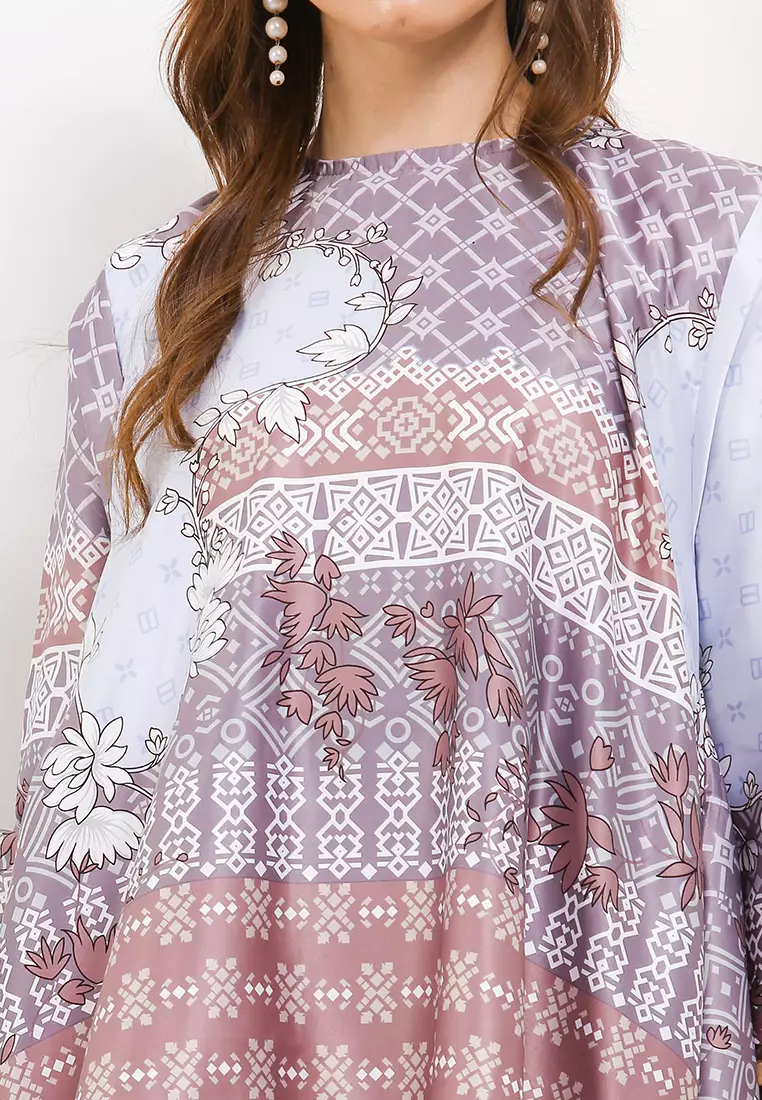 Asym Hem Printed Silk Tunic