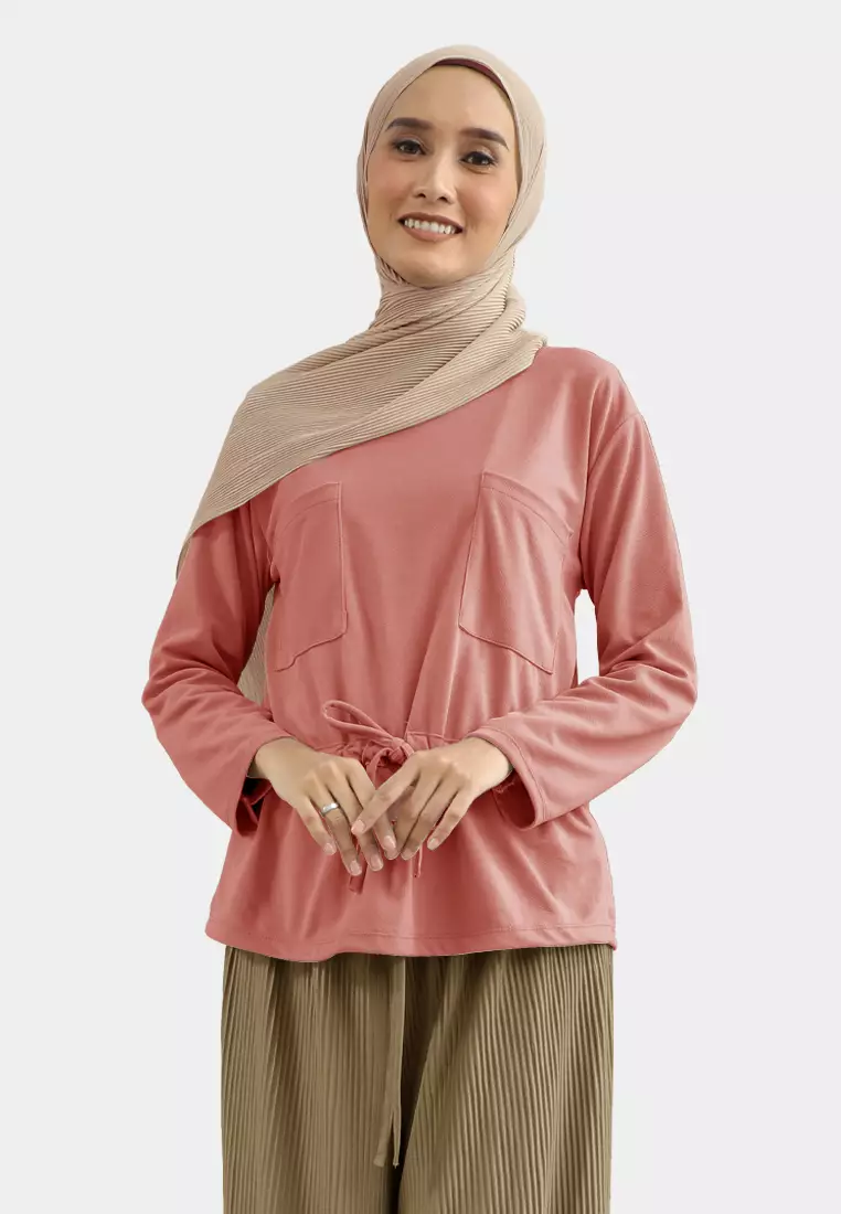 Zelena - Kira Blouse Tali Serut | Atasan Wanita Lengan Panjang - Candy Pink