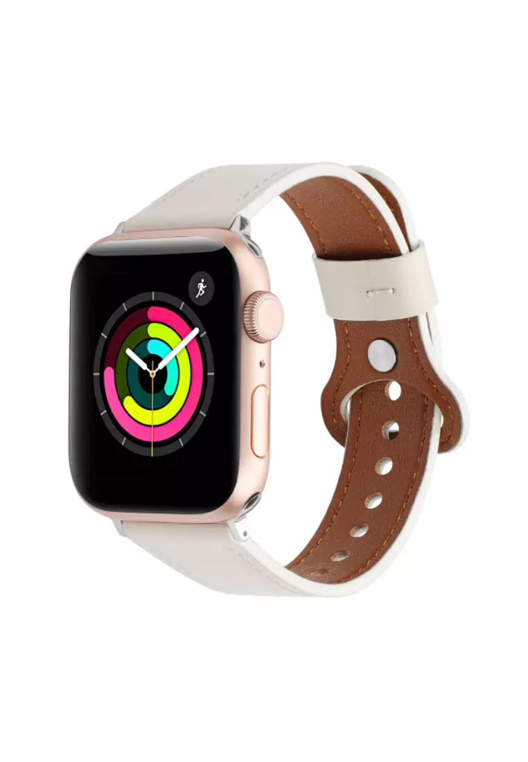 Buy Kings Collection Creamy White Leather Apple Watch Band 42MM