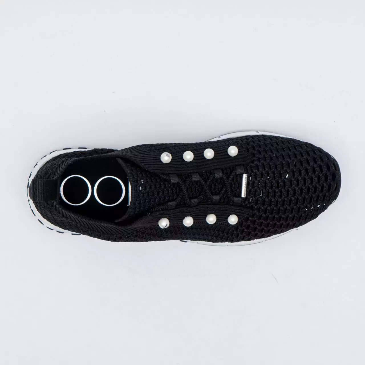 [5.5UPER DEALS] Veles Crochet Knit Low-Top Trainers with Pearls X Black Mix