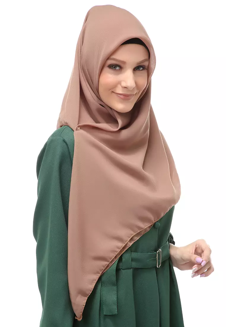 Kanya Hijab Scarf  Motif Polos Wanita Muslimah Relaxed Fit - Brown