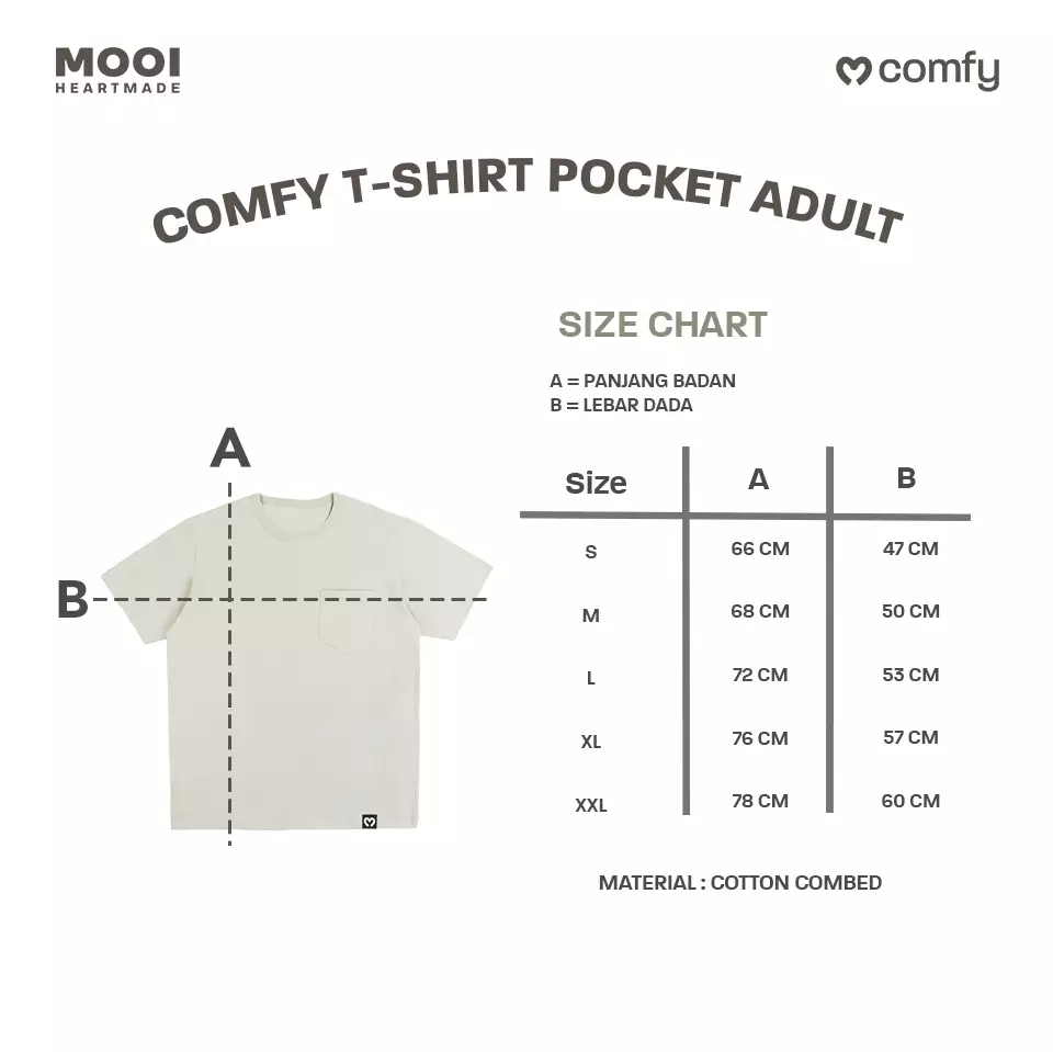 Mooi Kaos Dewasa Pocket Unisex Comfy T-Shirt Pocket Adult - Beige