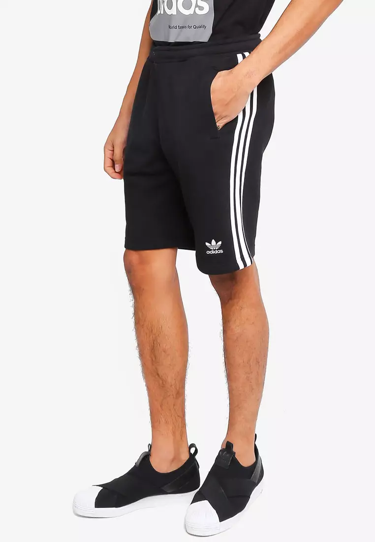 Adidas 3 stripe cheap fleece shorts