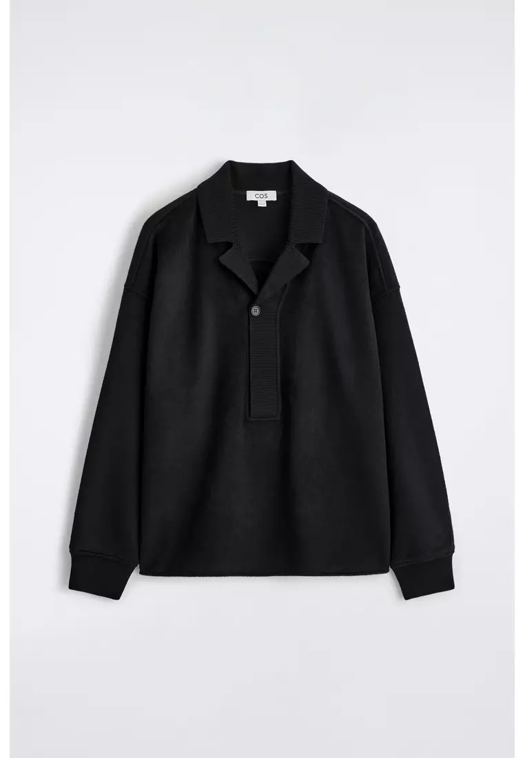 PLACKET-DETAIL WOOL-BLEND POLO JUMPER