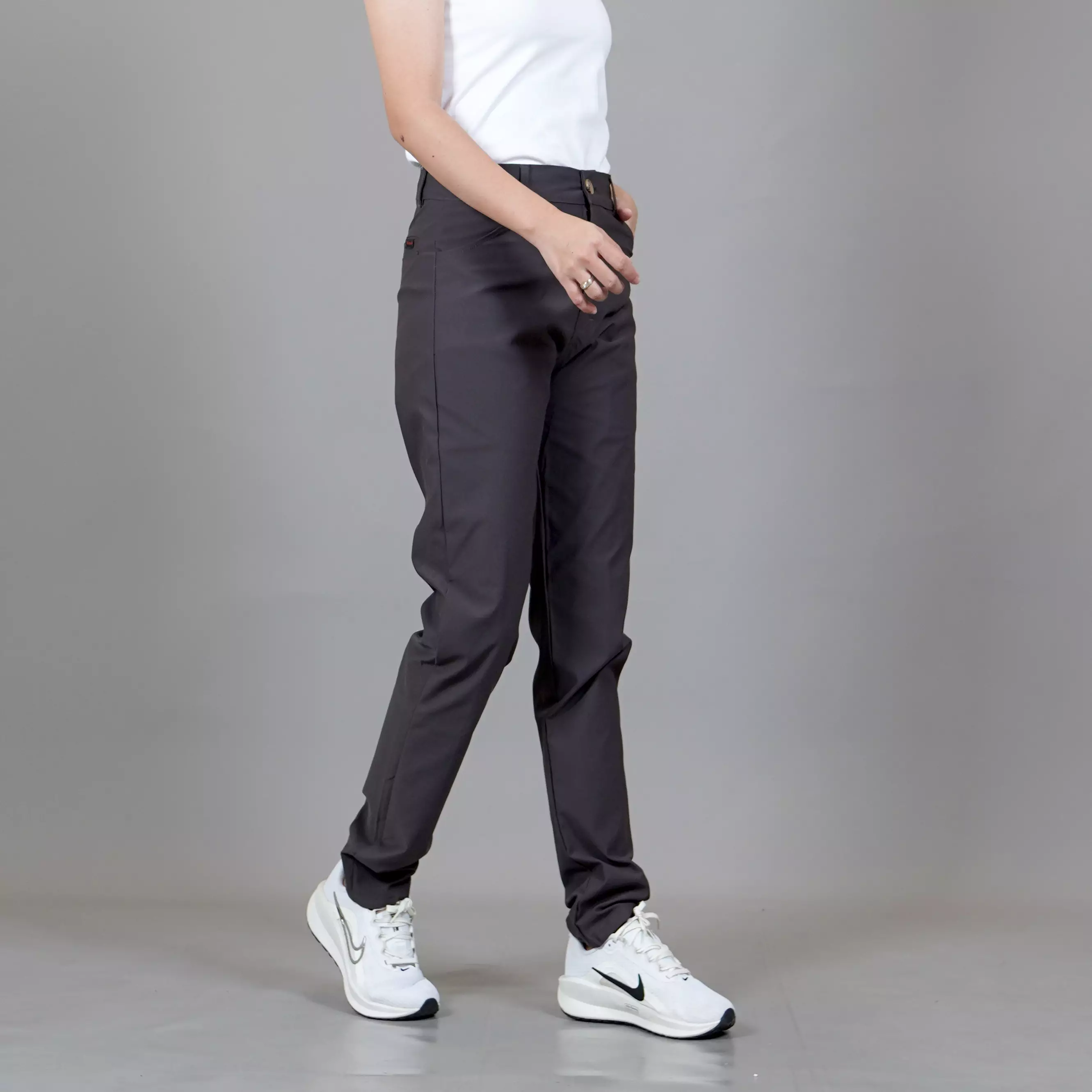  JEFIN Celana Panjang Wanita Women's Casual Long Pants Chinos Celana Chino  - ABU TUA