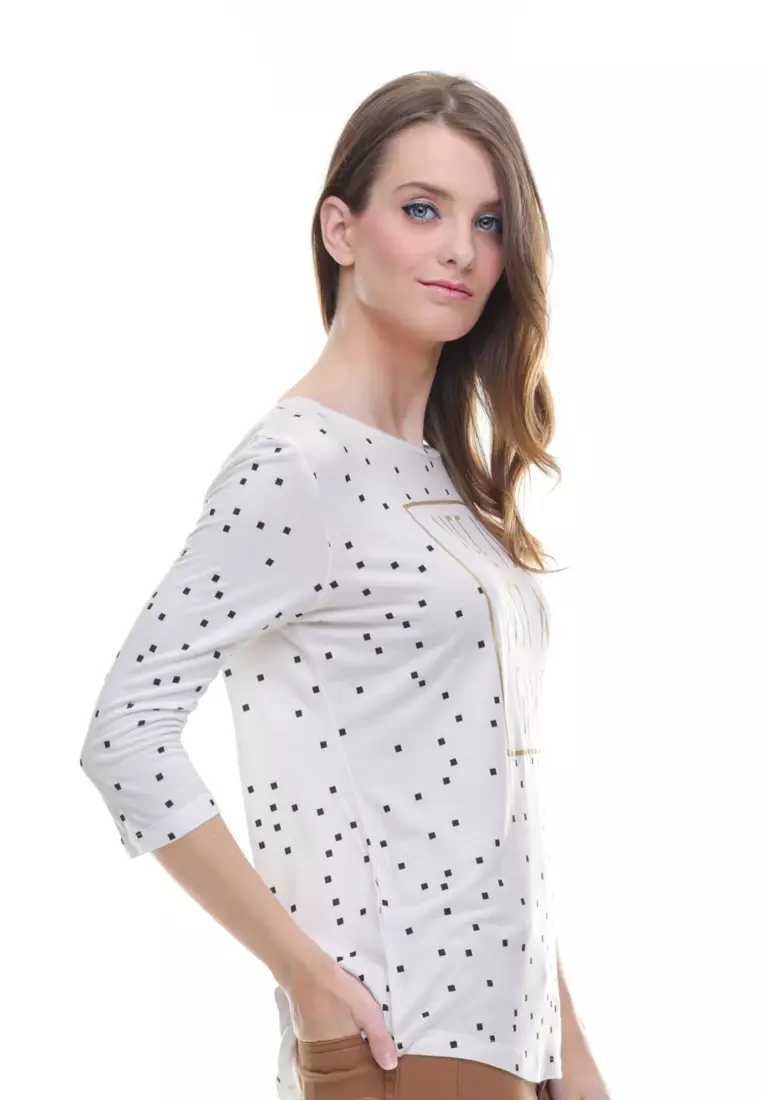 Regular Fit - Kaos Wanita - Lengan Panjang - Putih