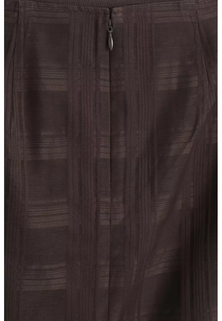 LAYERED SHEER CHECKED MIDI SKIRT