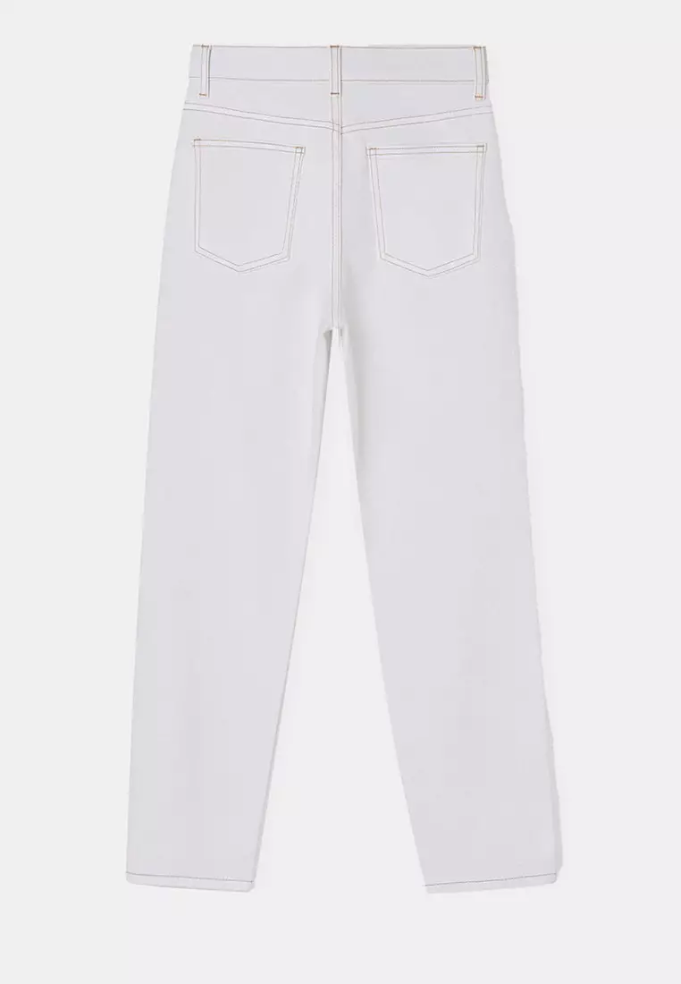 White High Waist Medium Stretch Mom Ankle Length Jeans Twoss26Je213