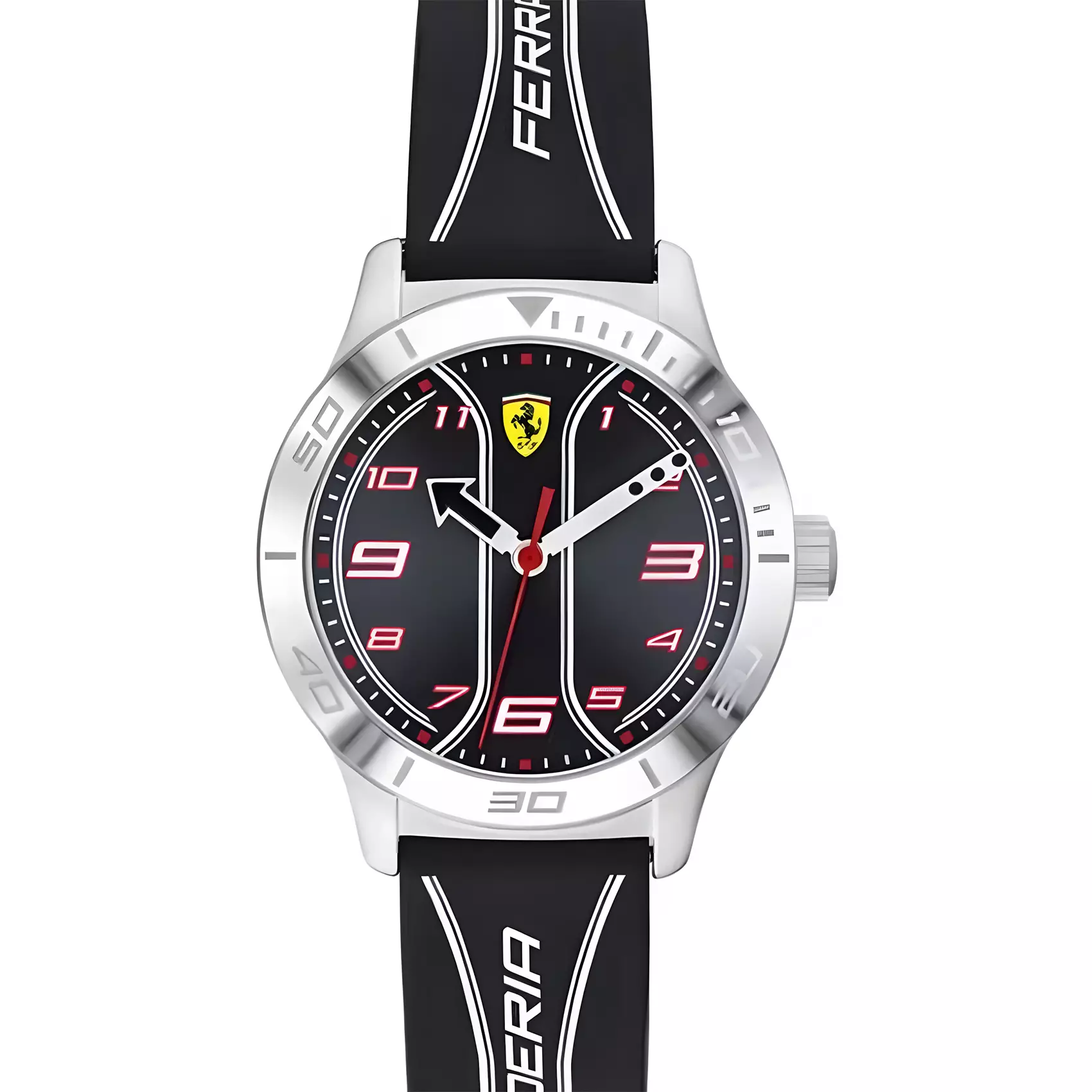 Ferrari - Jam Tangan Quartz Analog Anak Pria - Black Round Dial Kid's Watch - 0810024
