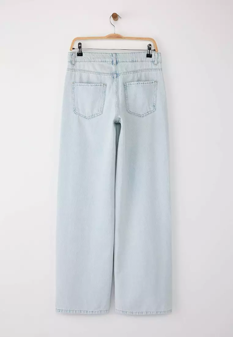 Light Blue Low Waist Wide Leg Jeans