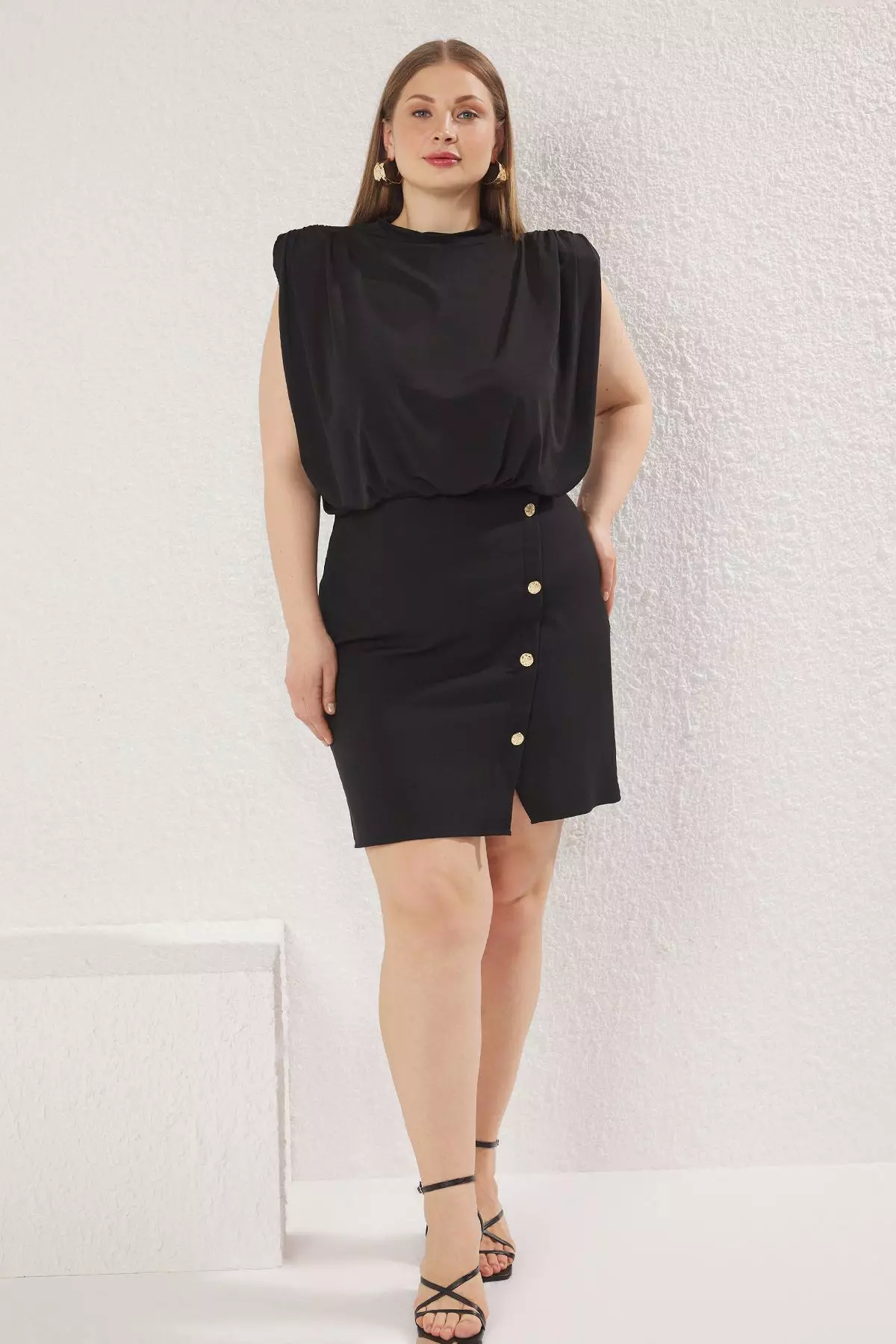 Plus Size Padded Sleeveless Mini Dress