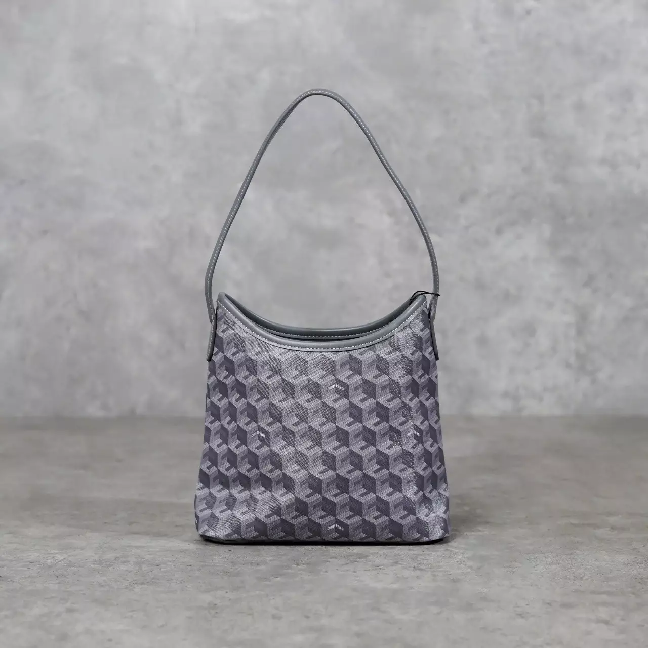 Tas CHRISTY NG ALESSO MONOGRAM PATTERN GREY HOBO BAG MINI 100% ORIGINAL