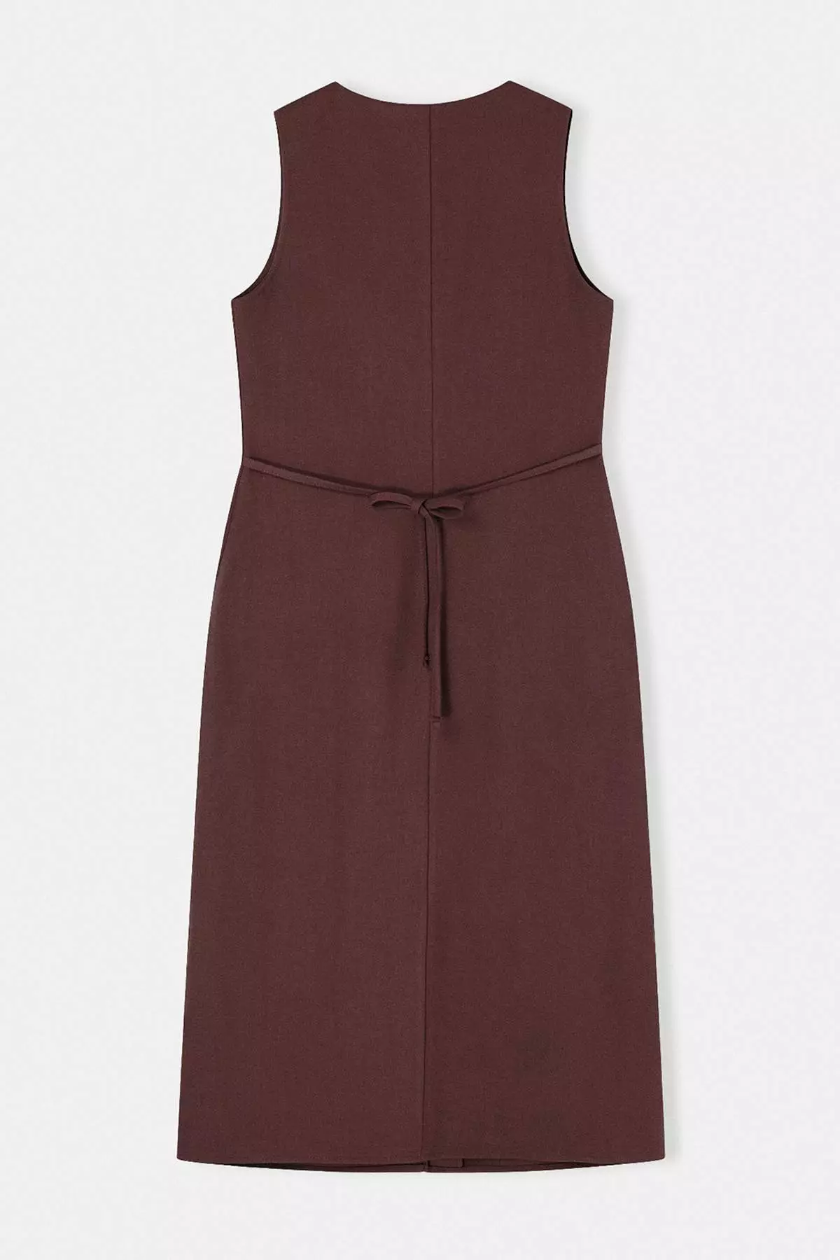Brown Straight Buttoned Midi Woven Dress Twoss25El651