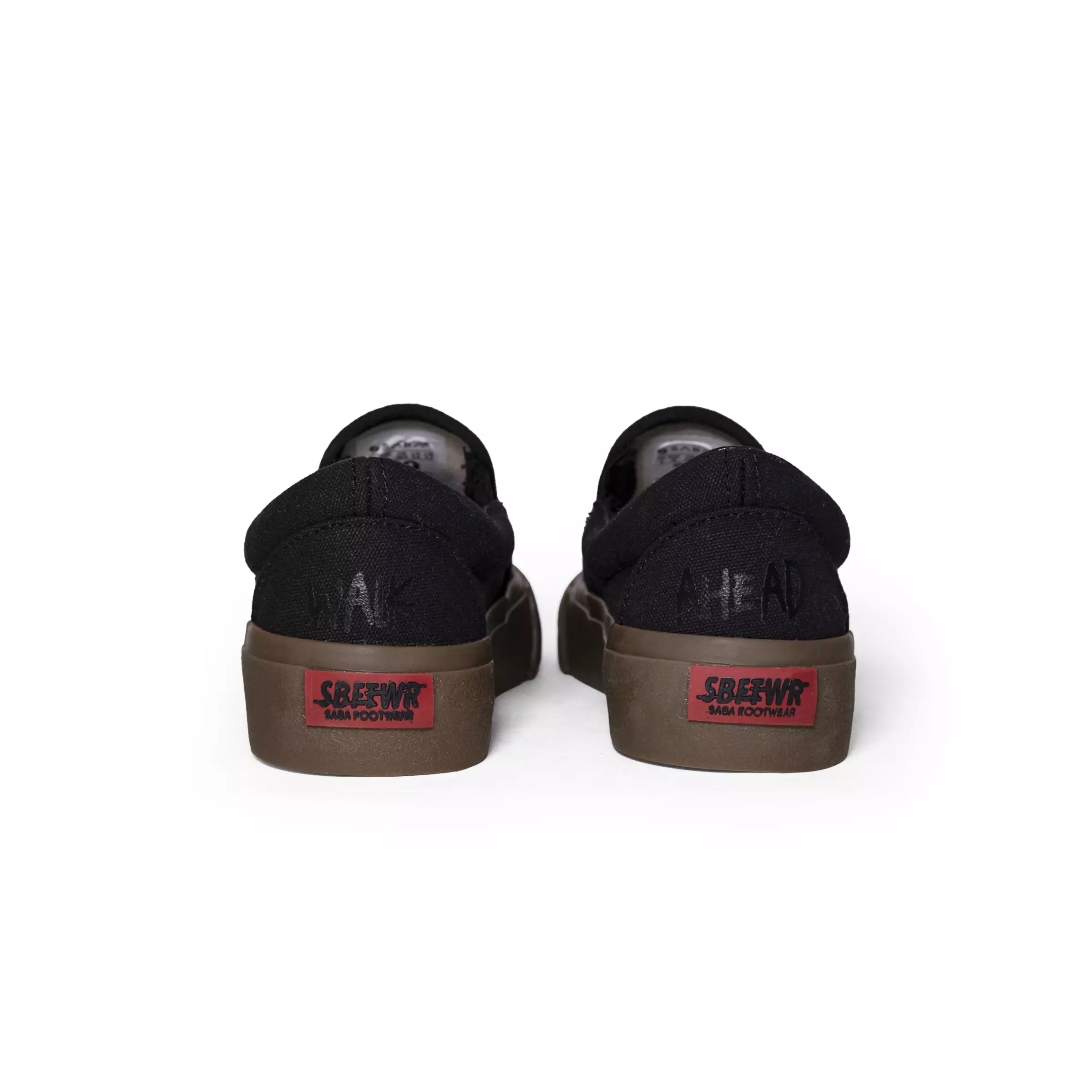 SABA Slip On Skull All Black Dark Gum - Sepatu Sneakers Casual Pria Wanita