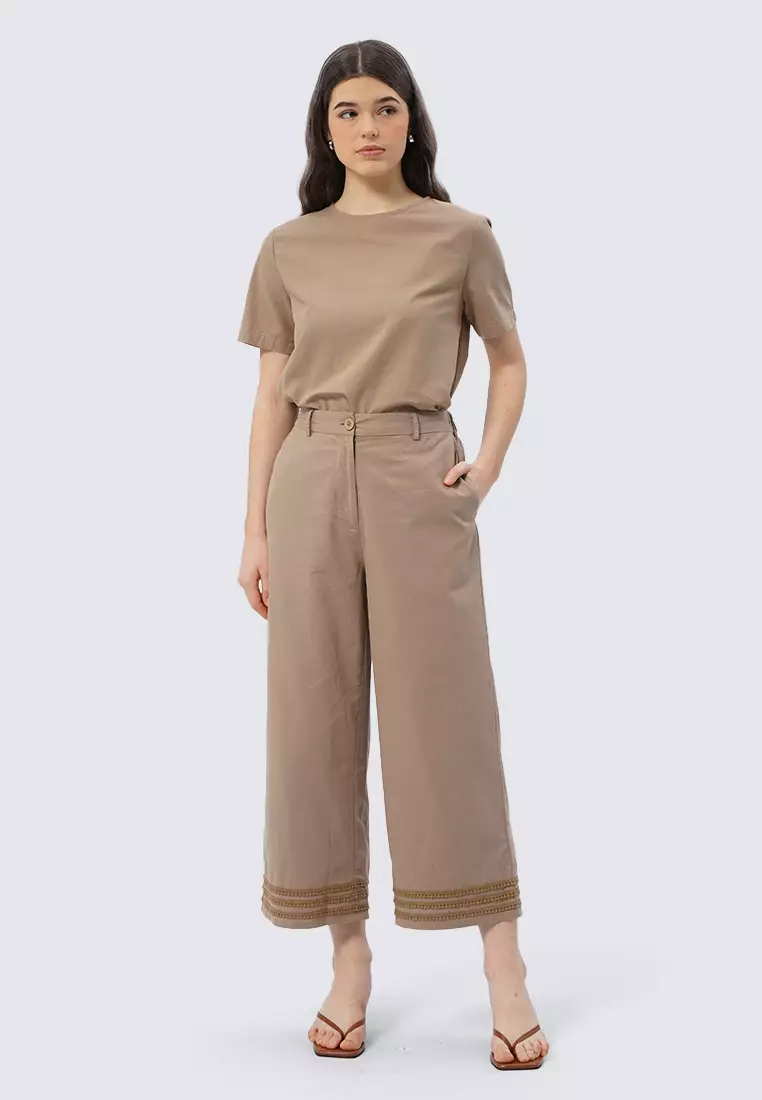 High Waist Wide Leg Loose Pants BROWN