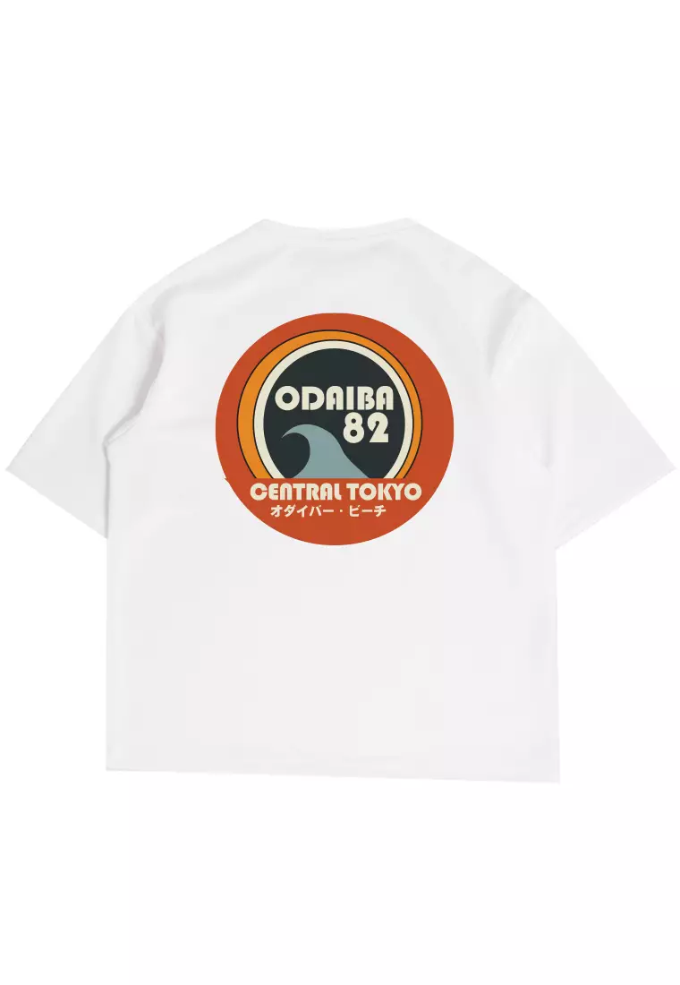 MTP91 kaos oversize retro vintage jadul gambar belakang jepang bahan tebal scuba odaiba 82 putih