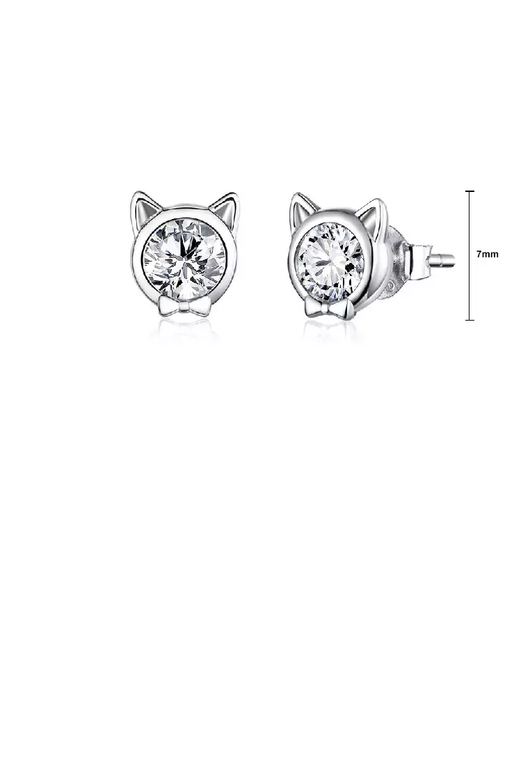 White gold cat earrings store