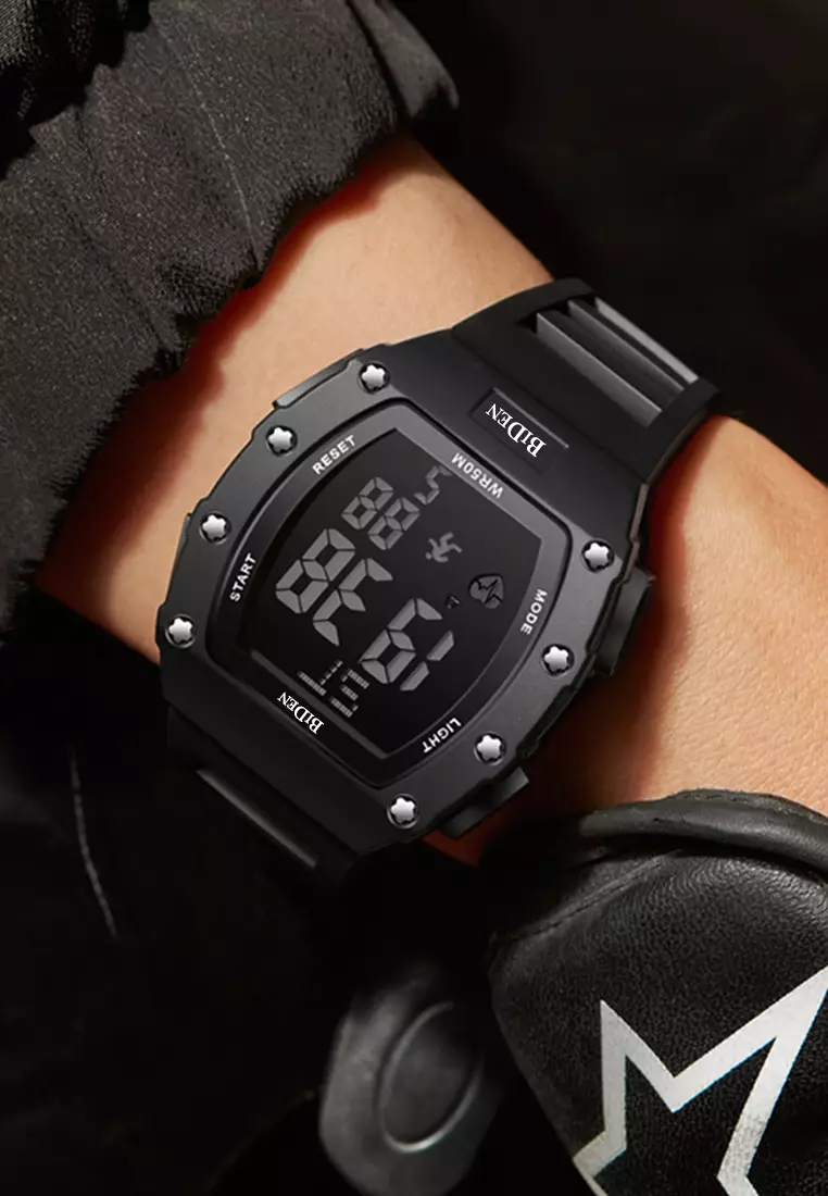 Jam Tangan Pria Digital Olahraga Multifungsi Tali silikon Anti Air Jam LED