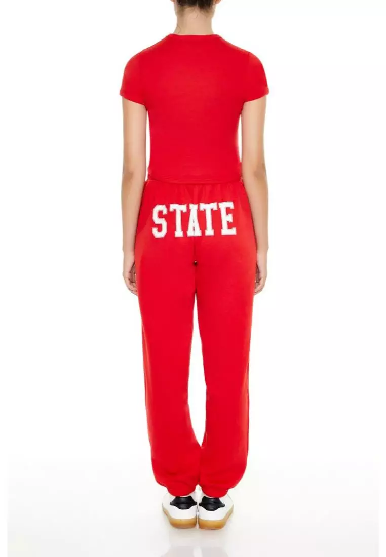 Forever 21 red joggers discount