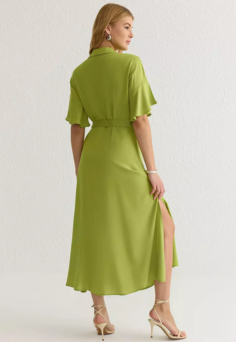 Belted Midi Shirt Dress