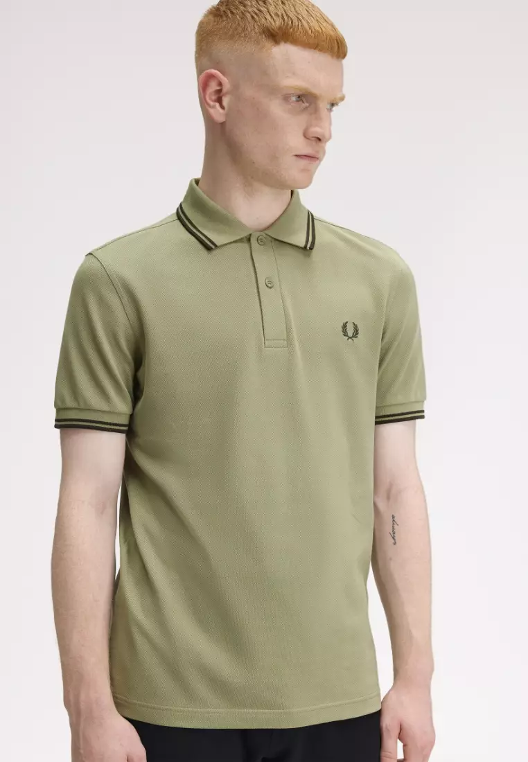 Fred Perry M3600 Twin Tipped Fred Perry Shirt (Olive Mint / Night Green / Night Green)
