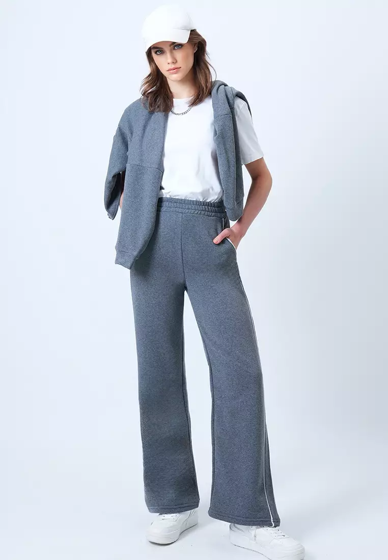 Piping Wide Legs Sweatpants