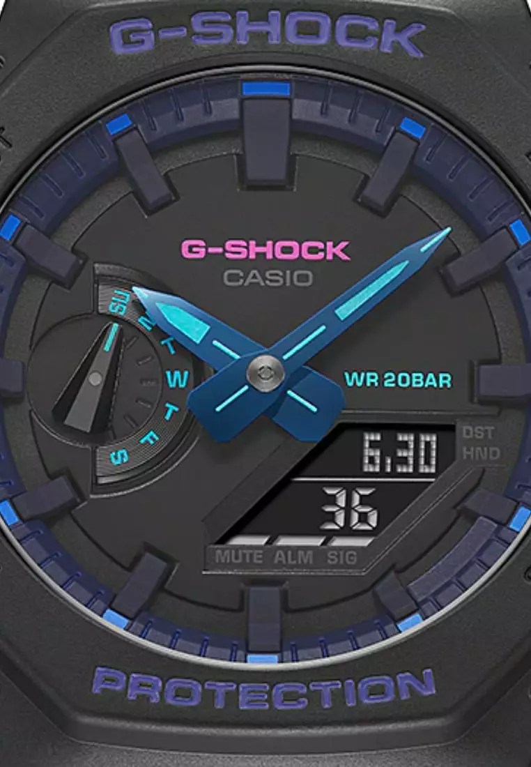 Men's Analog-Digital Watch GA-2100VB-1A Carbon Core Guard Black Resin Band Sport Watch