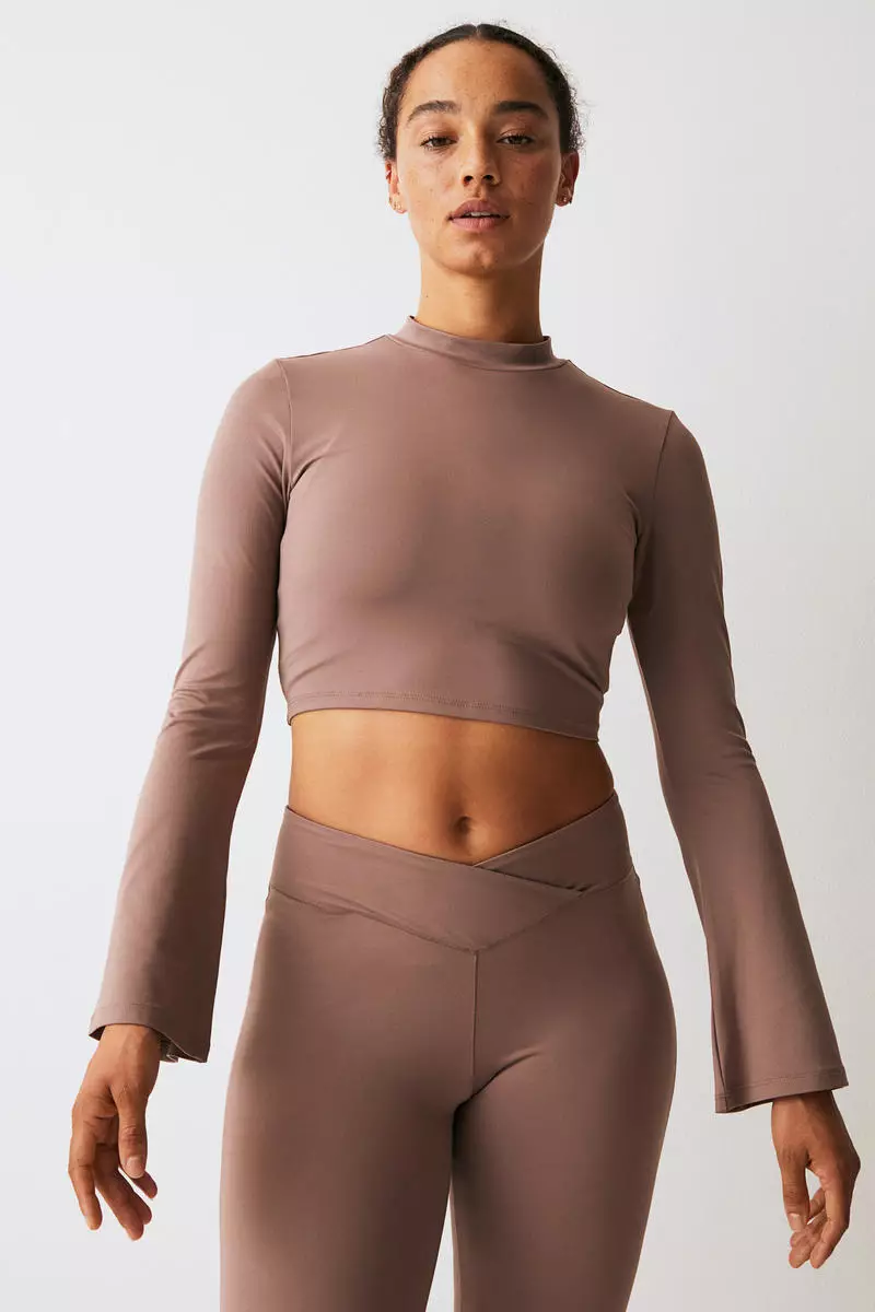 Buy H&M SoftMove™ Cropped sports top in Mole Dark 2024 Online