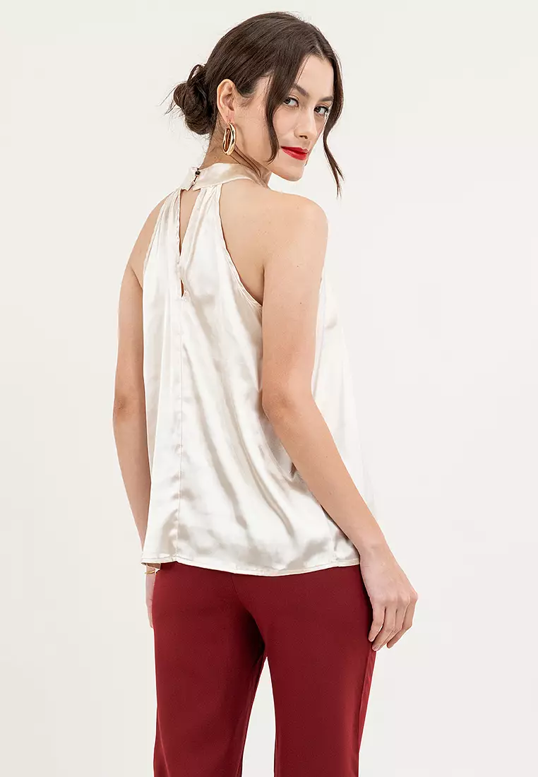 Myrose Satin Halter Blouse