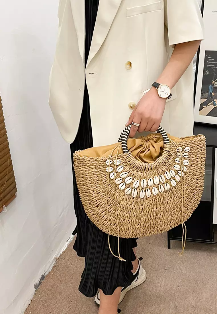 Straw drawstring online bag