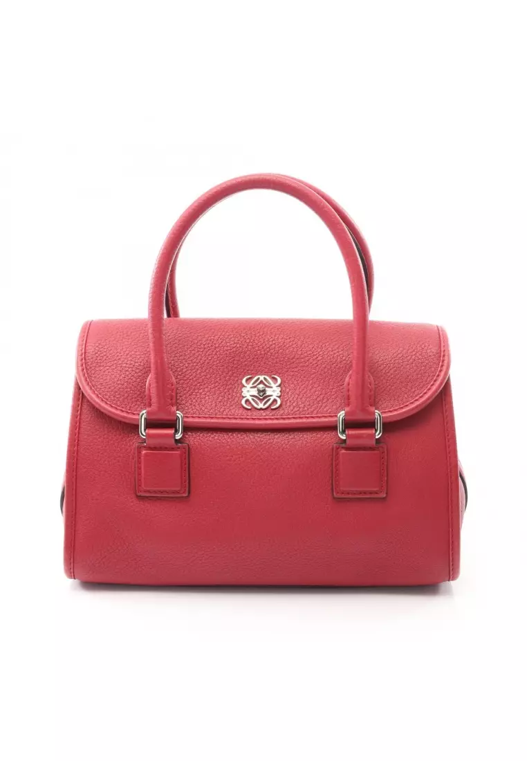 Pre-Loved LOEWE Alamo 28 Handbag leather Red