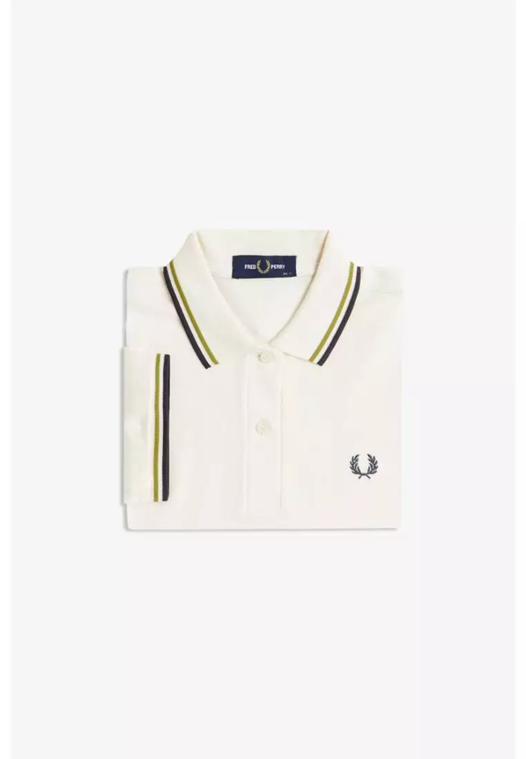 Fred Perry G3600 Twin Tipped Fred Perry Shirt (Ecru / Tennis Ball Yellow / Anchor Grey)